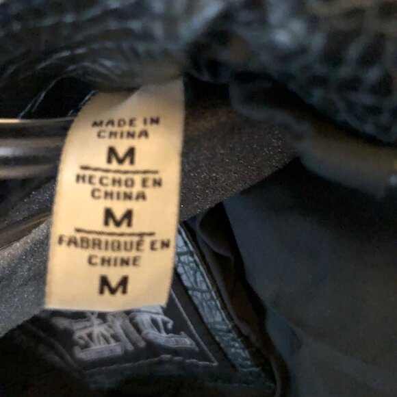 LEVI’S MOTO JACKET PYTHON SNAKESKIN FAUX-LEATHER BELTED HEM INDIGO BLUE M NWT - Picture 11 of 12